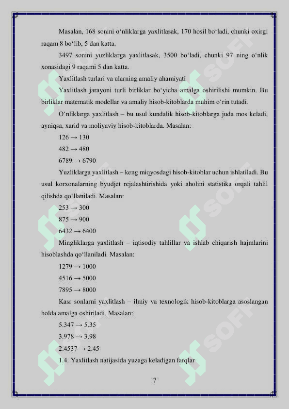 Matematika va uni o’qitish metodikasi 7