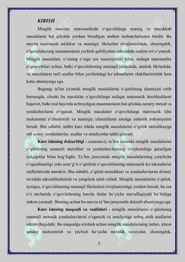 Minglik mavzusidagi masalalar ustida ishlash metodikasi 3
