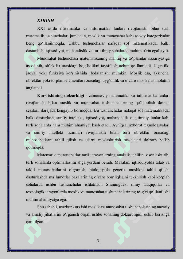 Moslik va munosabat 3