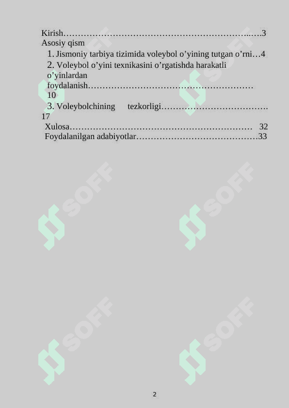 VOLEYBOL O’YININING TEXNIKASI VA TAKTIKASINI O’RGATISH 2