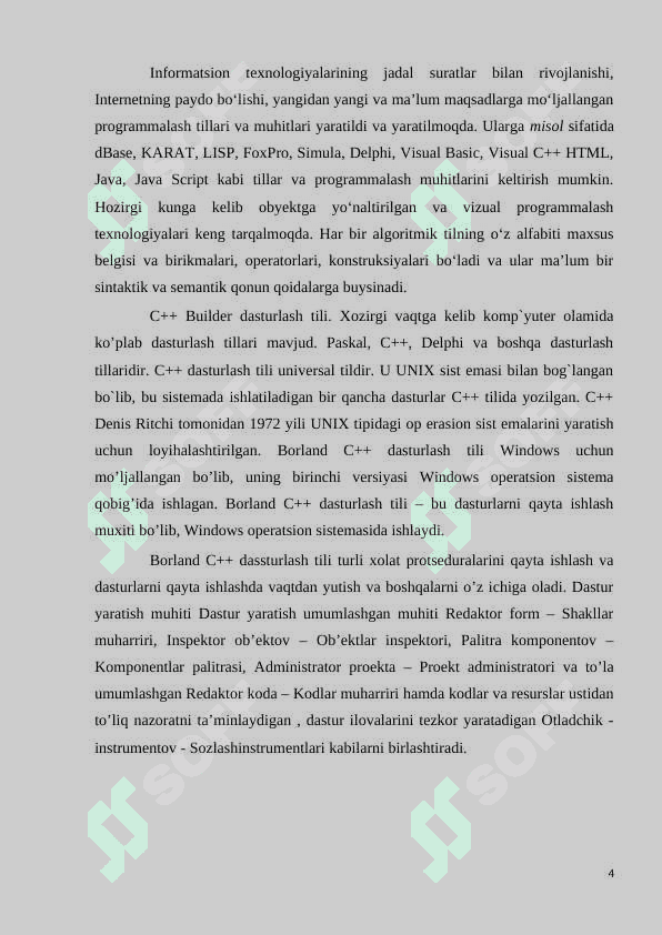 “Delphi dasturlash tili” mavzusiga doir o‘quvchilar bilimini nazorat qilish va baholashning innovasion metodlarini loyihalashtirish 4