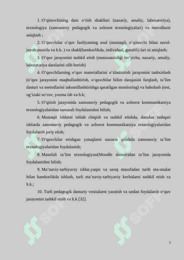 Informatika o‘qituvchisining pedagogik faoliyatini  loyihalashtirish 7