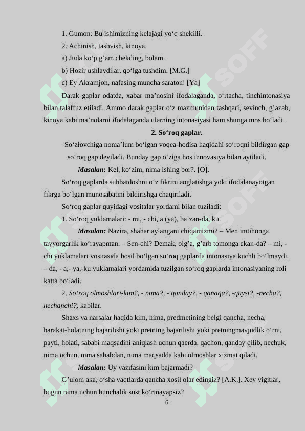Boshlang‘ich sinfda gap mavzusini o‘rgatish metodikasi 6