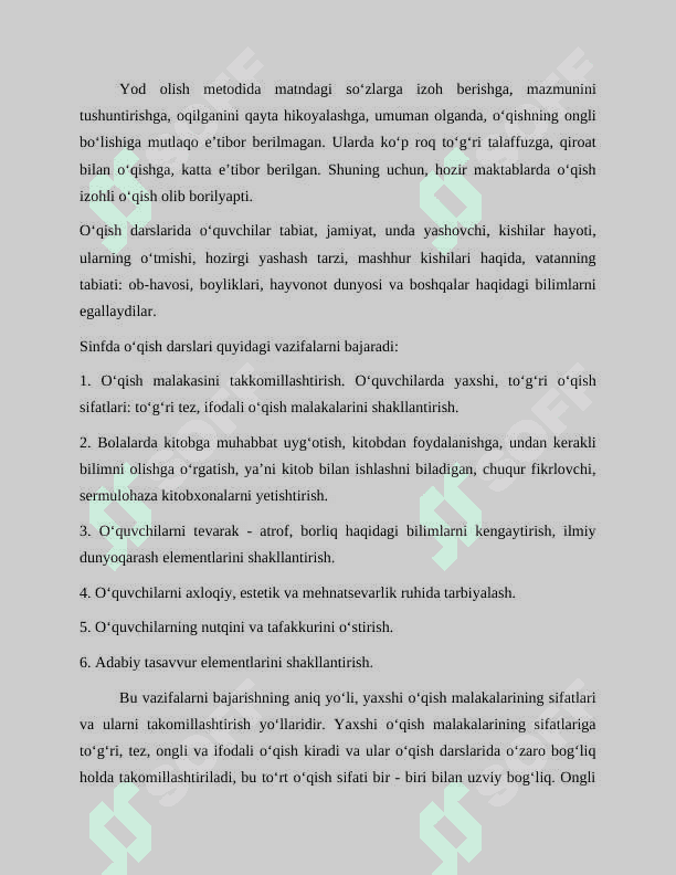 Kitobxonlik faoliyatini shakllantirish (to‘g‘ri, tez, ongli o‘qish) 7