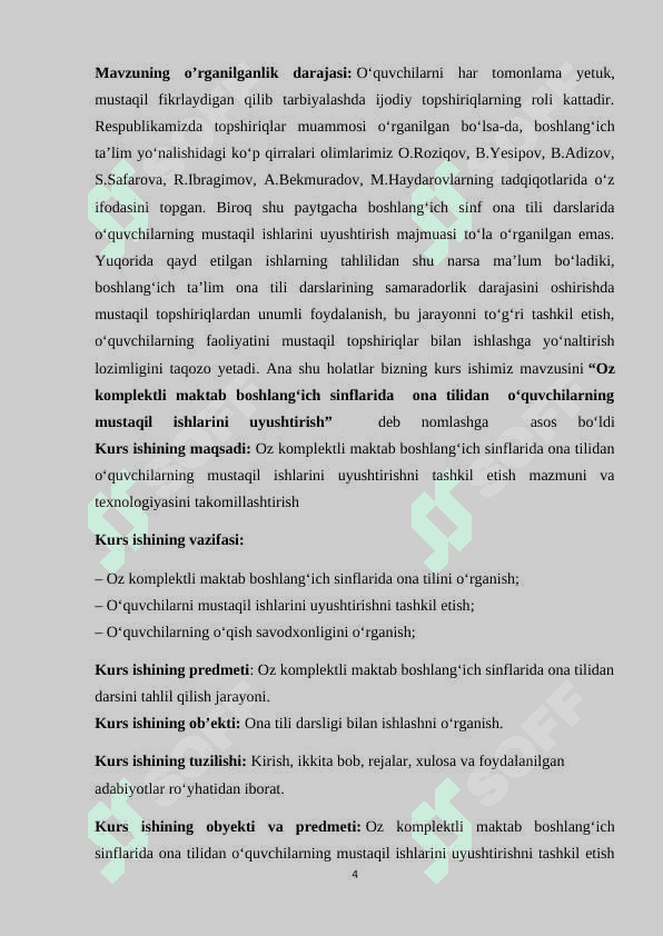 Oz komplektli maktab boshlang‘ich sinflarida ona tilidan o‘quvchilarning mustaqil ishlarini uyushtirish 4