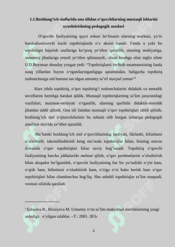 Oz komplektli maktab boshlang‘ich sinflarida ona tilidan o‘quvchilarning mustaqil ishlarini uyushtirish 6