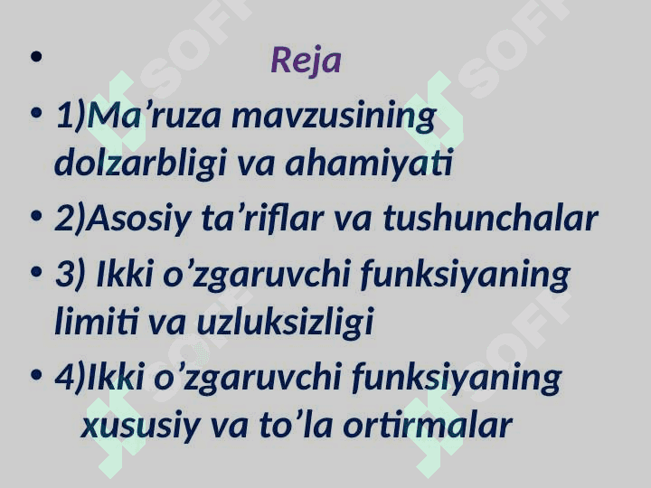 Ko‘p o‘zgaruvchili  funksiyalar 2