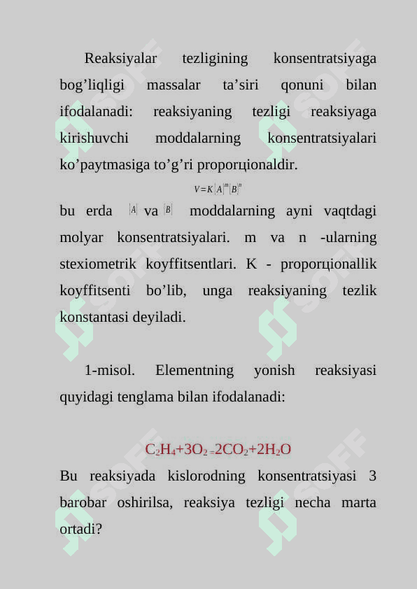Kimyoviy reaksiyalar tezligi va kimyoviy muvozanat 2
