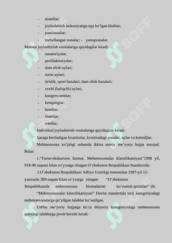 Меhmonxonalarning turizm sohasidagi o’rni 5