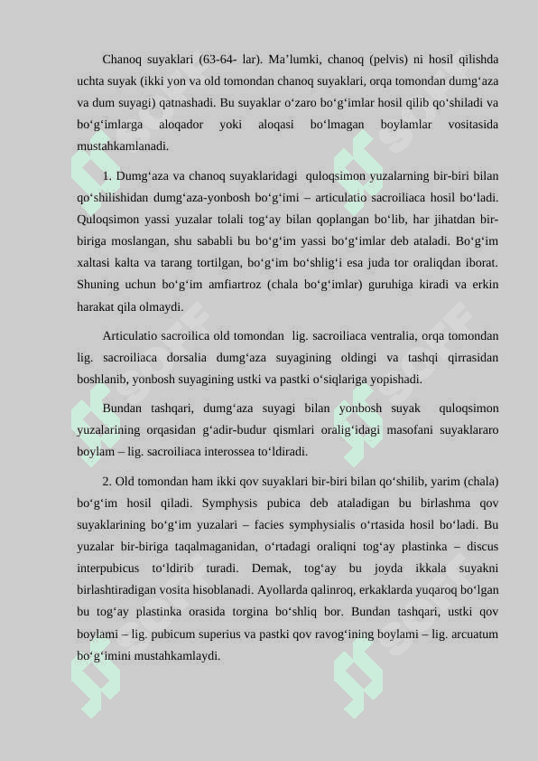 CHANOQ VA OYOQ SUYAKLARINING YOSHGA NISBATAN XUSUSIYATLARI. SPORT VA MEHNAT FAOLIYATINI CHANOQ VA OYOQ SUYAKLARIGA TA'SIRI, RIVOJLANISH NUQSONLARI. 2