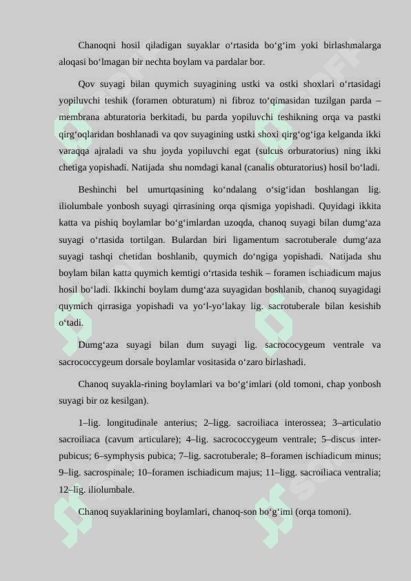 CHANOQ VA OYOQ SUYAKLARINING YOSHGA NISBATAN XUSUSIYATLARI. SPORT VA MEHNAT FAOLIYATINI CHANOQ VA OYOQ SUYAKLARIGA TA'SIRI, RIVOJLANISH NUQSONLARI. 3