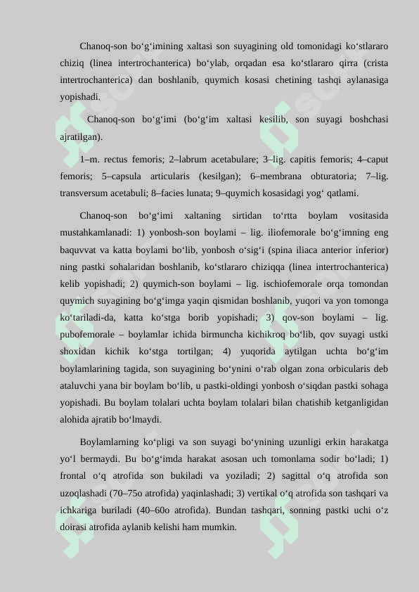 CHANOQ VA OYOQ SUYAKLARINING YOSHGA NISBATAN XUSUSIYATLARI. SPORT VA MEHNAT FAOLIYATINI CHANOQ VA OYOQ SUYAKLARIGA TA'SIRI, RIVOJLANISH NUQSONLARI. 8