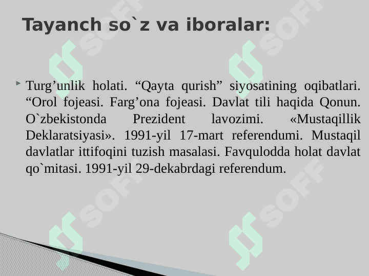 Mustaqillikka erishish arafasida O`zbekistondagi ijtimoiy-siyosiy jarayonlar 3