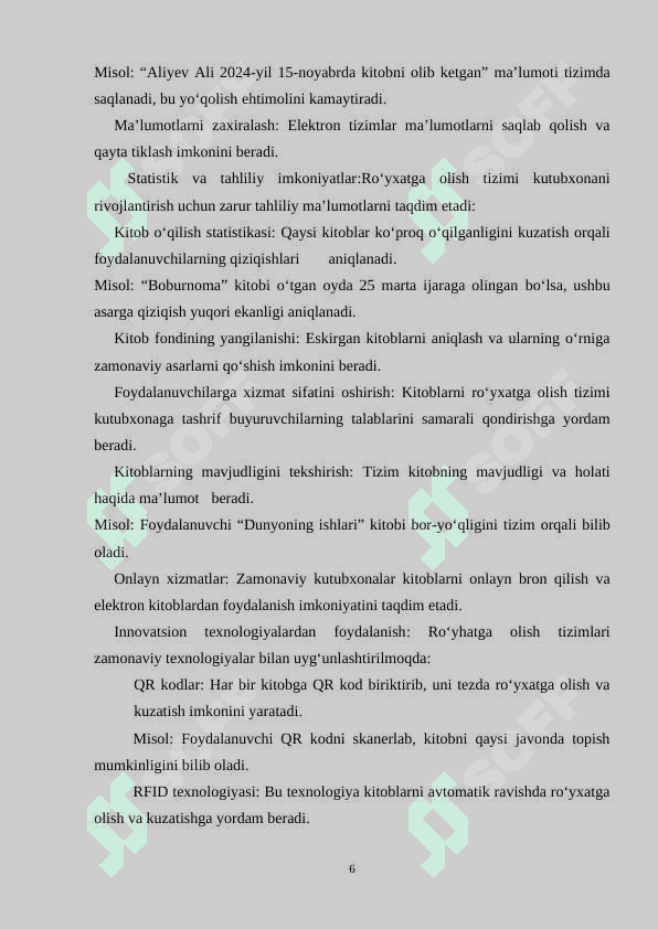 Kutubxonada kitoblarni ro‘yxatga olish tizimining ma’lumotlar bazasini loyihalash 6