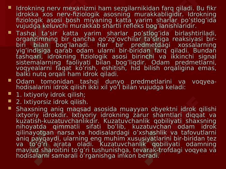IDROK VA UNING QONUNIYATLARI 6