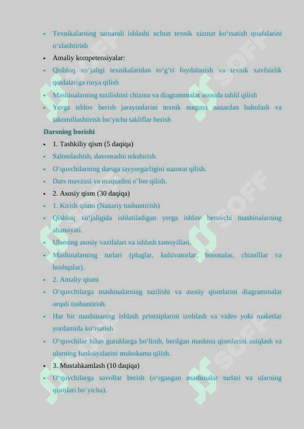 Qishloq xoʻjaligida ishlatiladigan yerga ishlov beruvchi mashinalarining turlari va asosiy qismlarini oʻrgatish metodikasi. 2
