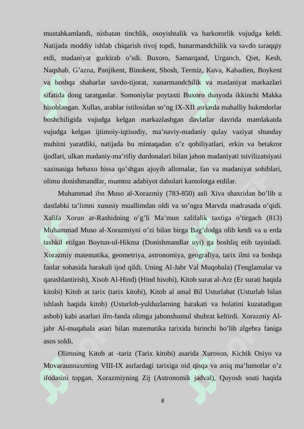 9..12asrlarda Movorounnahr va Xurosonda madaniy hayoti 8