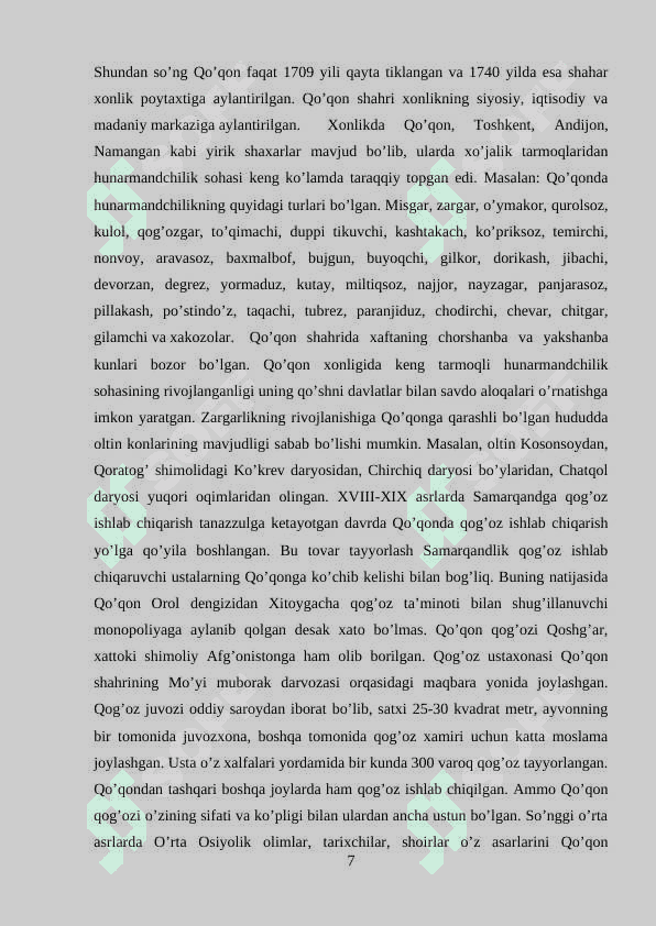 QO’QON XONLIGIDA IJTIMOIY – IQTISODIY HAYOT 8