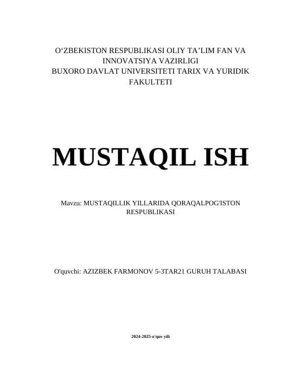Mustaqillik yillarida Qoraqalpog'iston Respublikasi 1
