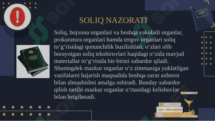 Soliq nazoratining huquqiy asoslari 8