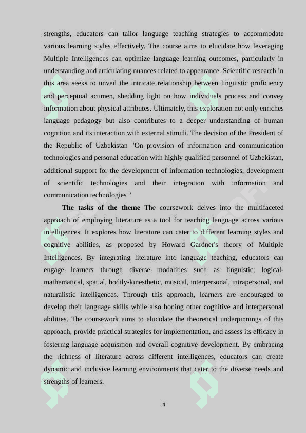 For teaching language Multiple intelligence as a strategy 4