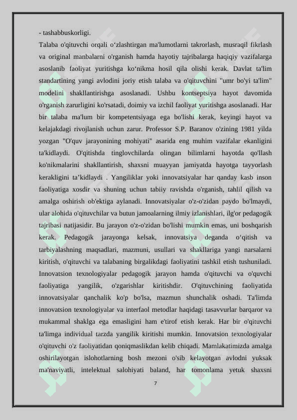 Ta’lim sifatini rejalashtirish 7