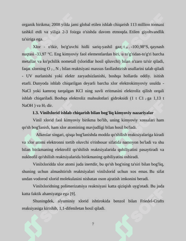 Asetilendan vinilxlorid olish texnologiyasining issiqlik texnik hisobi 7