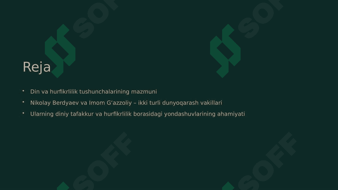 "Din va hurfikrlilik " (Berdyaevning diniy hurfikrlilik haqidagi g'oyalarini G'azzoliy g'oyalari bilan qiyoslash) 2