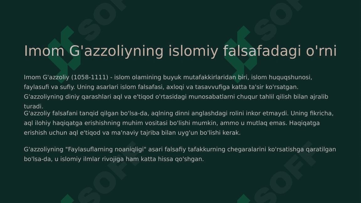 "Din va hurfikrlilik " (Berdyaevning diniy hurfikrlilik haqidagi g'oyalarini G'azzoliy g'oyalari bilan qiyoslash) 4