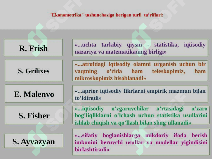 EKONOMЕTRIK MODELLASHTIRISH ASOSLARI 8