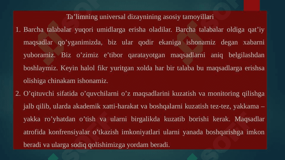 ta'limning universal dizayni va inklyuziv ta'limiy reja 8