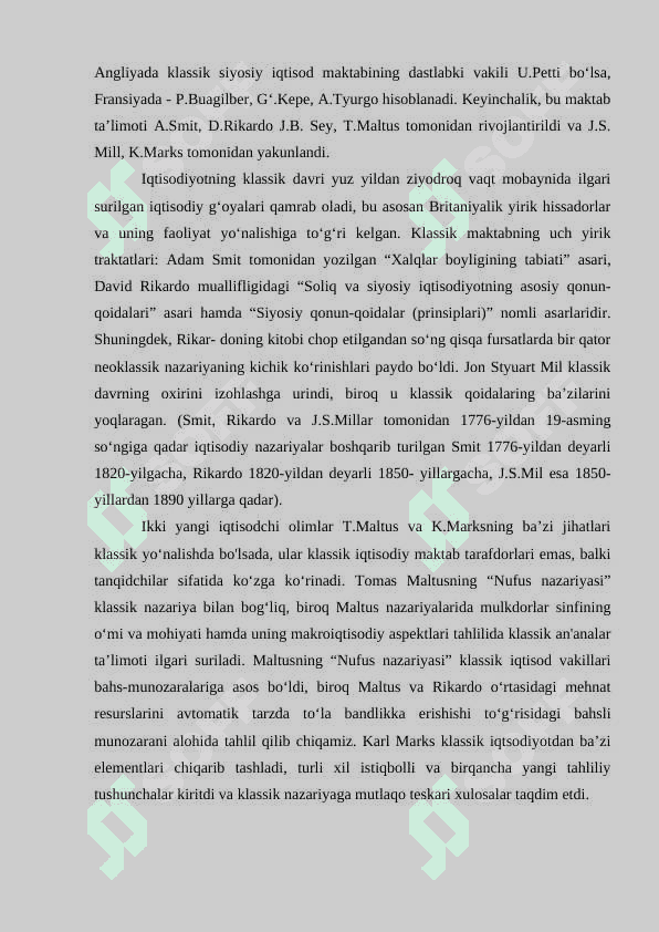Klassik maktabning vujudga kelishi, rivojlanishi va uning yakunlanishi 4