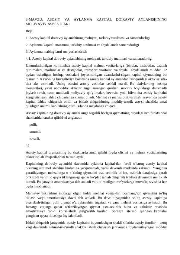 Asosiy va aylanma kapitalar 1