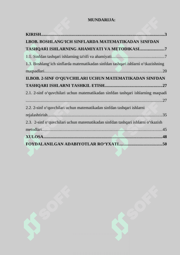 Boshlang'ich sinflarda matematikadan sinfdan tashqari ishlarni tashkil qilish metodikasi ( 2-sinf misolida ) 2