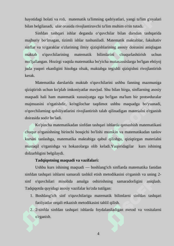 Boshlang'ich sinflarda matematikadan sinfdan tashqari ishlarni tashkil qilish metodikasi ( 2-sinf misolida ) 4
