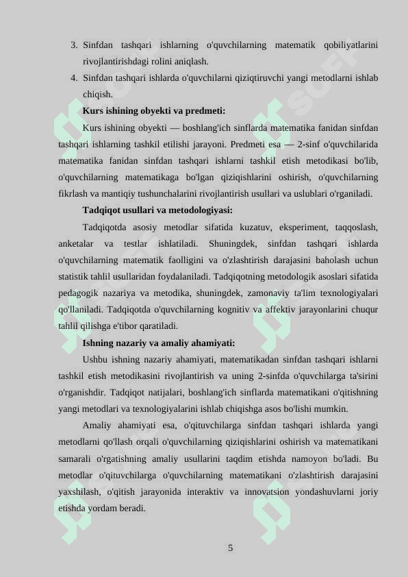 Boshlang'ich sinflarda matematikadan sinfdan tashqari ishlarni tashkil qilish metodikasi ( 2-sinf misolida ) 5