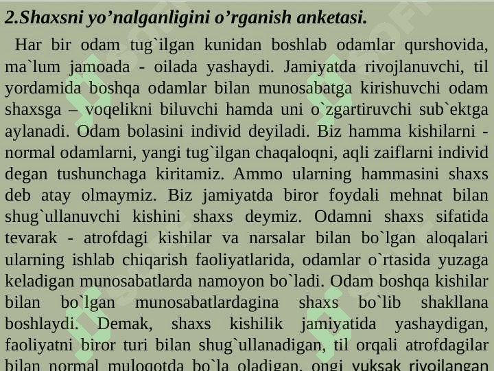 SHAXSNI YO‘NALGANLIGINI O‘RGANISH 8