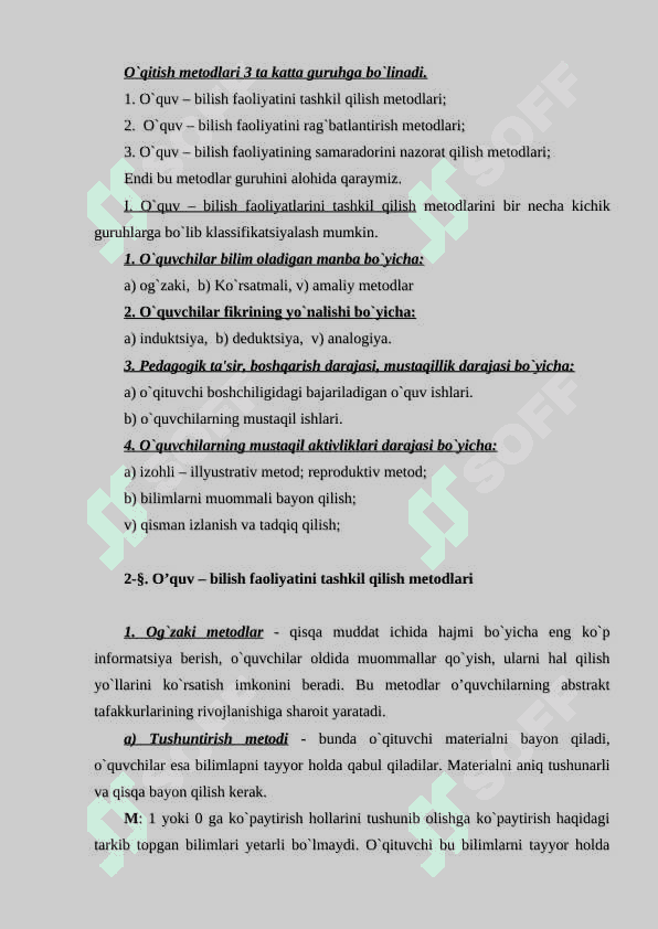 Boshlang`ich sinflarda matematika o`qitish metodlari va ularning kilassifikatsiyasi 3
