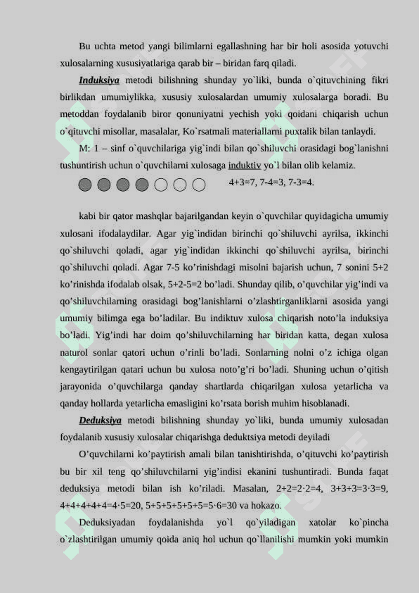 Boshlang`ich sinflarda matematika o`qitish metodlari va ularning kilassifikatsiyasi 7