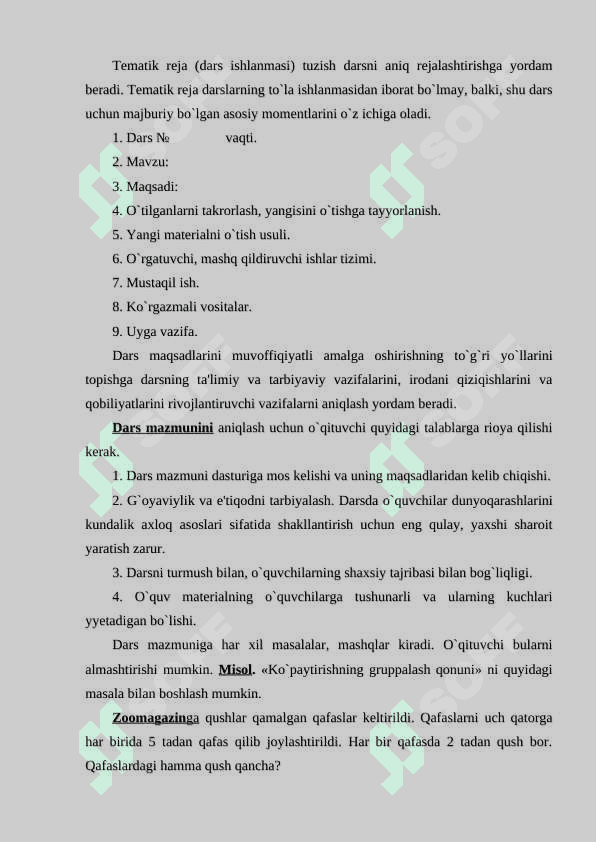 BOSHLANG`ICH SINFLARDA MATEMATIKA O`QITISHNI TASHKIL QILISH 4