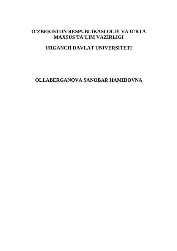 Maktabgacha ta’lim yo‘nalishi talabalari uchun uslubiy majmua 1