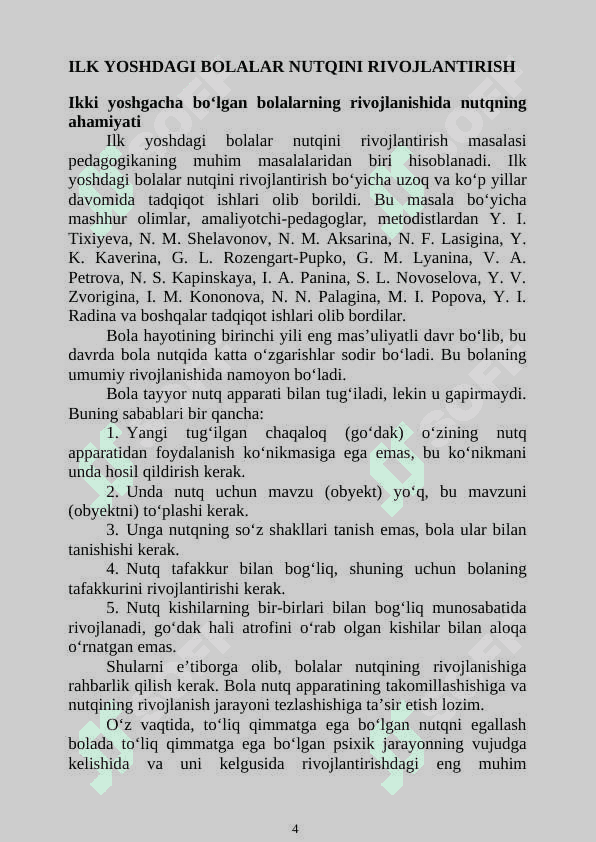 Maktabgacha ta’lim yo‘nalishi talabalari uchun uslubiy majmua 4