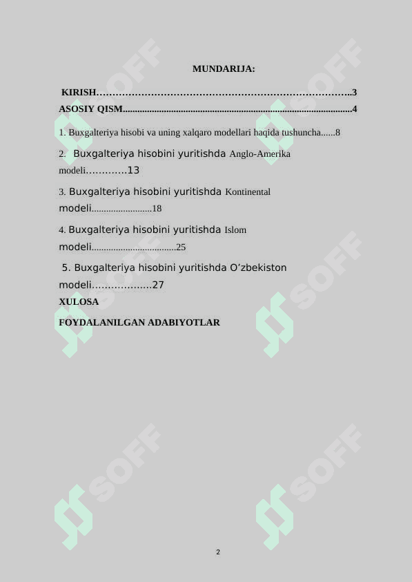 TURLI MAMLAKATLARNING BUXGALTERIYA HISOBINI YURITISH MODELLARIDAGI FARQLARI 2