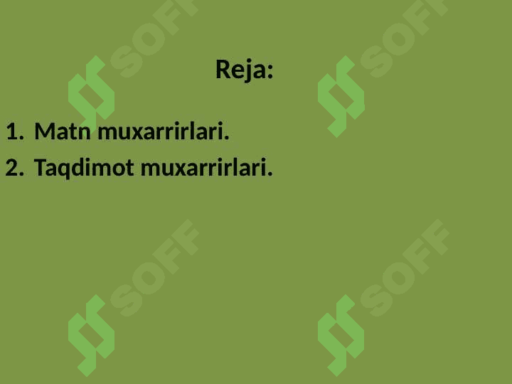 Mutaxassislik masalalarini yech-ishda axborot texnologiyalarini qo‘llash. MS Office dasturlari. 2