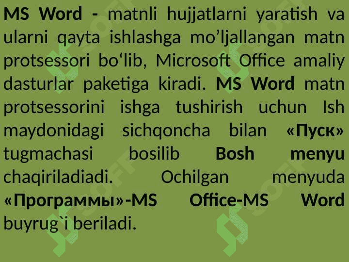 Mutaxassislik masalalarini yech-ishda axborot texnologiyalarini qo‘llash. MS Office dasturlari. 3