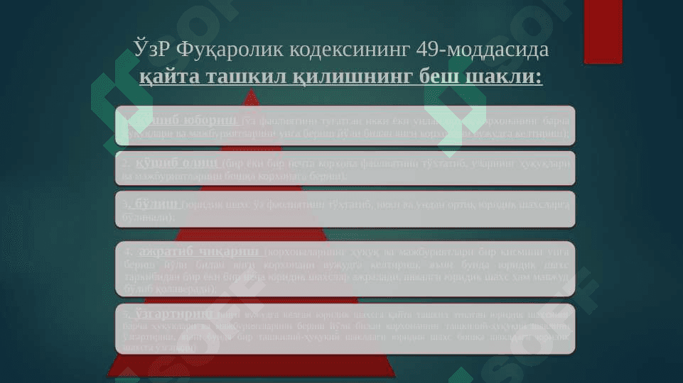 Бизнес субъектлари фаолиятини қайта ташкил этиш ва тугатиш 5