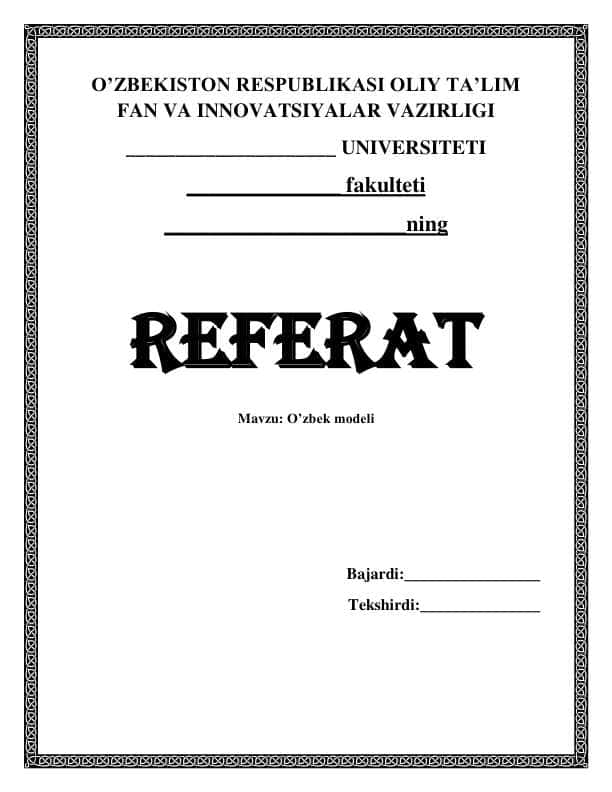 O'zbek modeli 1