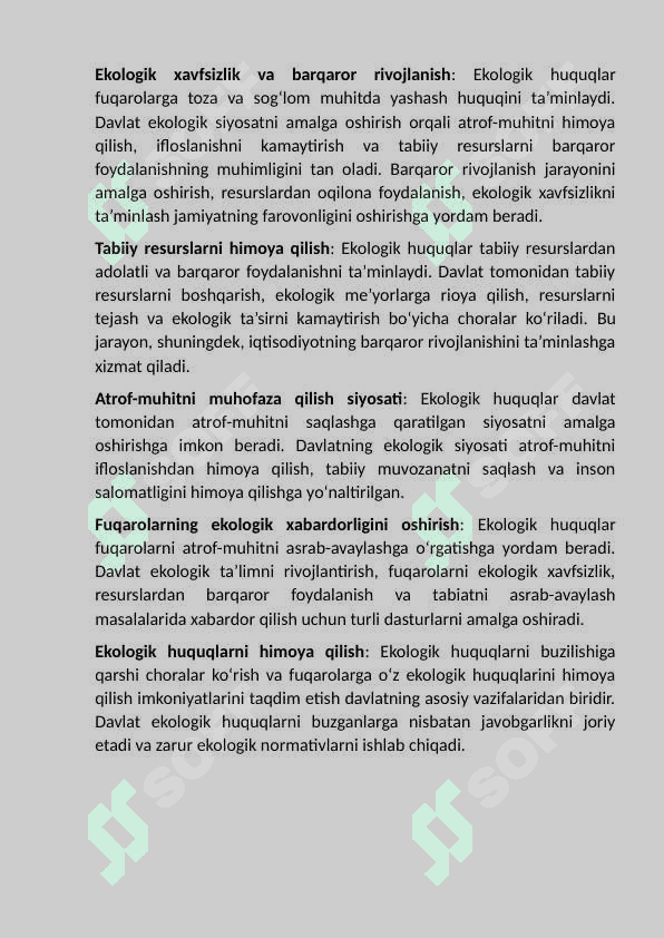 O'zbekiston Respublikasi fuqarolarining     madaniy va ekologik huquqlari. 6
