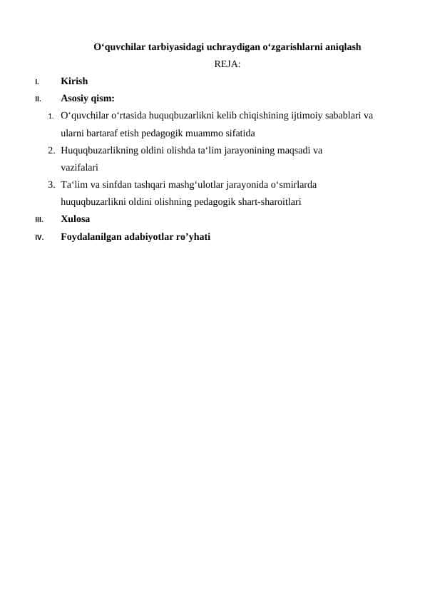 Oʻquvchilar tarbiyasidagi uchraydigan oʻzgarishlarni aniqlash 1