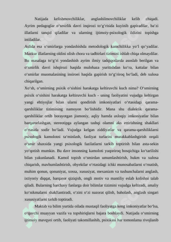 Oʻquvchilar tarbiyasidagi uchraydigan oʻzgarishlarni aniqlash 6